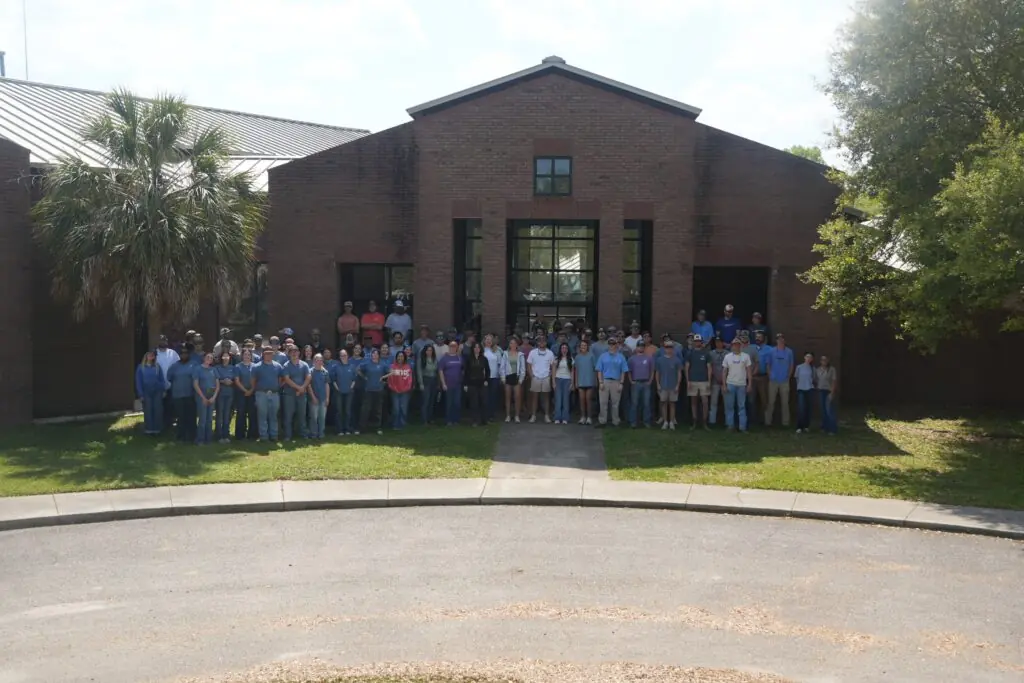 Students participate in an agricultural technology field-day demonstration.